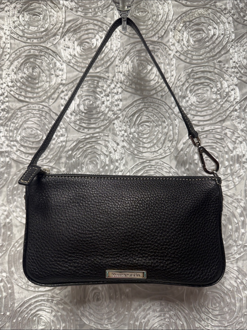 Tiffany & Co. Black Pebble Leather Mini Shoulder Bag or Wristlet